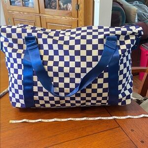 Checkered Blue and White Duffle/Travel Bag